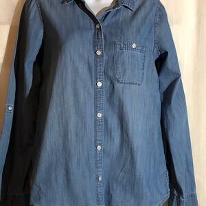Denim Button-Up Shirt by So